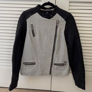 Maison Scotch Black and Gray Leather Jacket